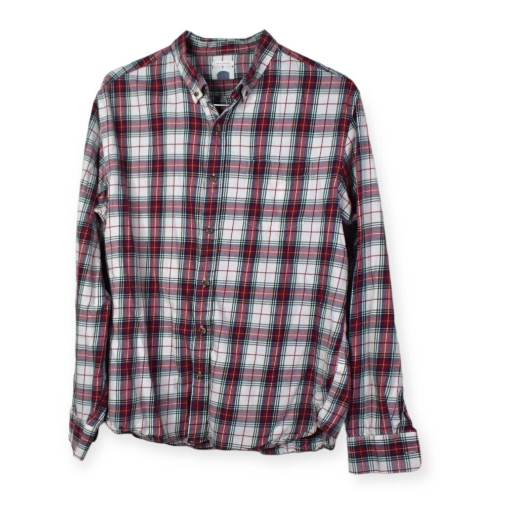Old Navy Shirt XL Mens Button Down Plaid Long Sleeve Slim Fit 100% Cotton